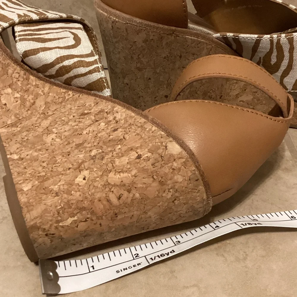 Dolce Vita Tan and Cream Zebra Wedges